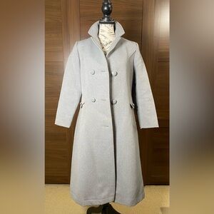 Women's Vintage Grey Double-Breasted Virgin Wool Coat